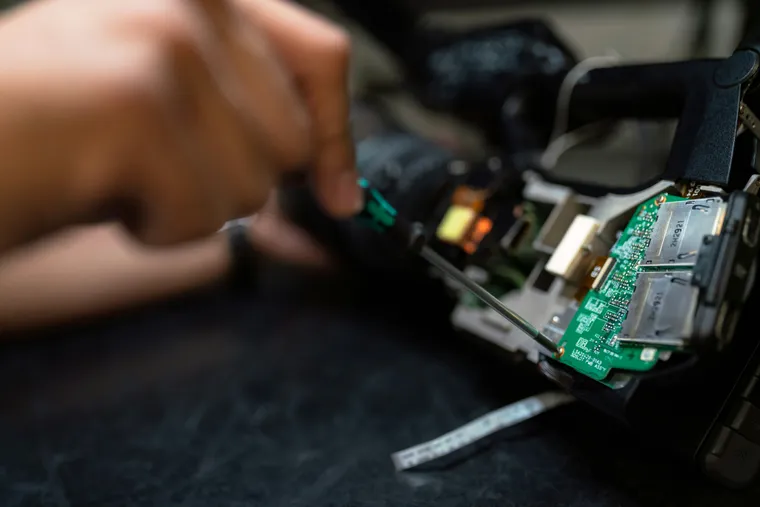 Careful work on a computer’s internal components